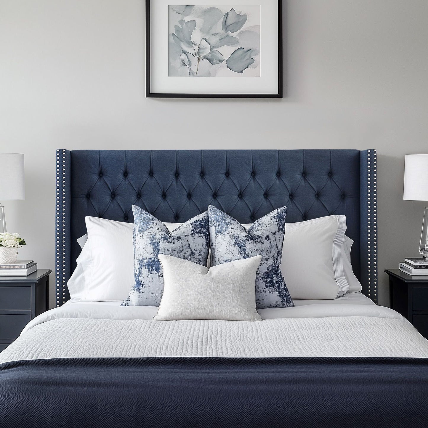 Amelia - Queen Upholstery Headboard - Navy