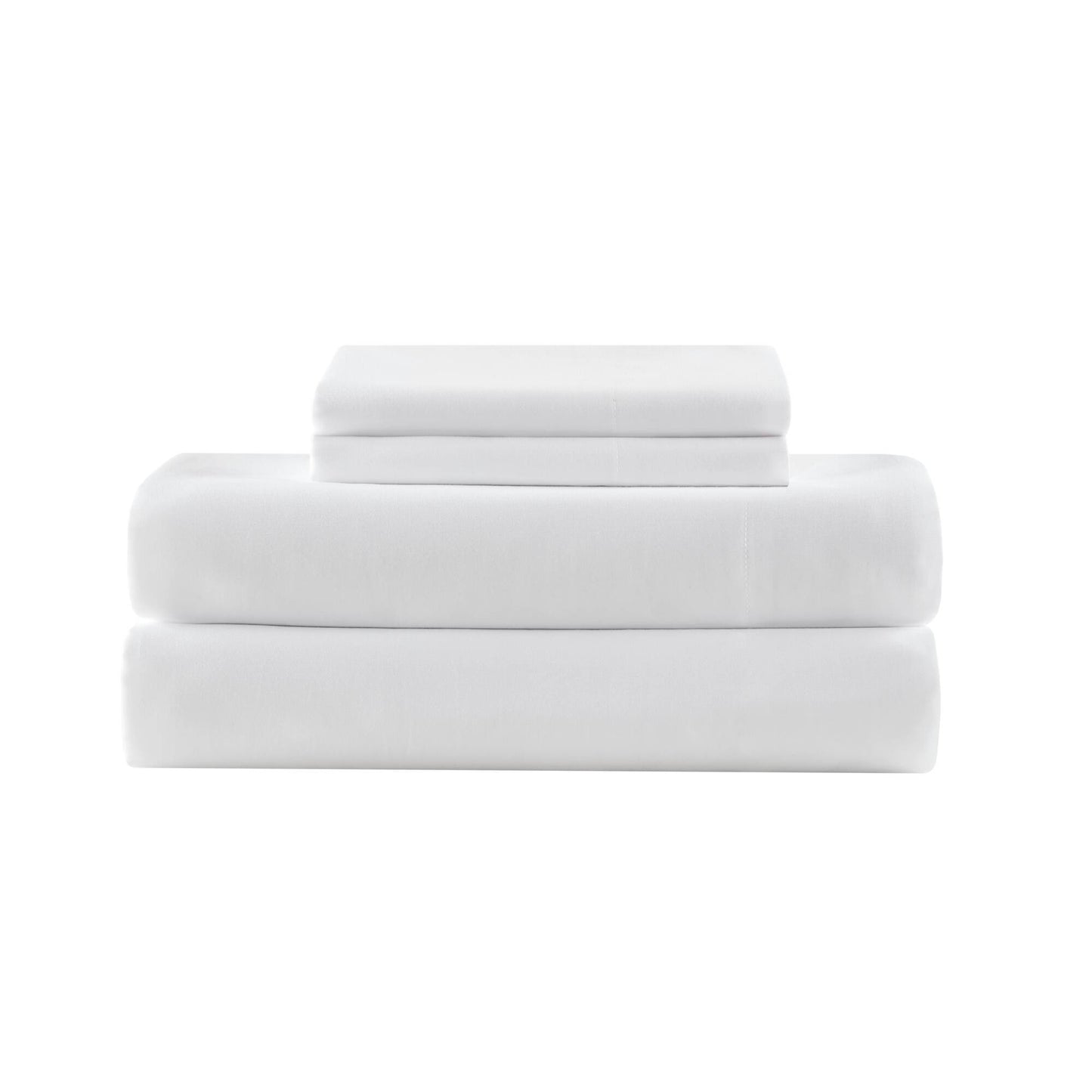 Percale Weave - King Luxury Cotton Sheet Set - Bright White