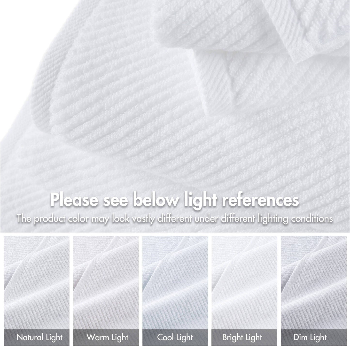 Diagonal Ribbed - 4 Piece Bath Towels Set - White