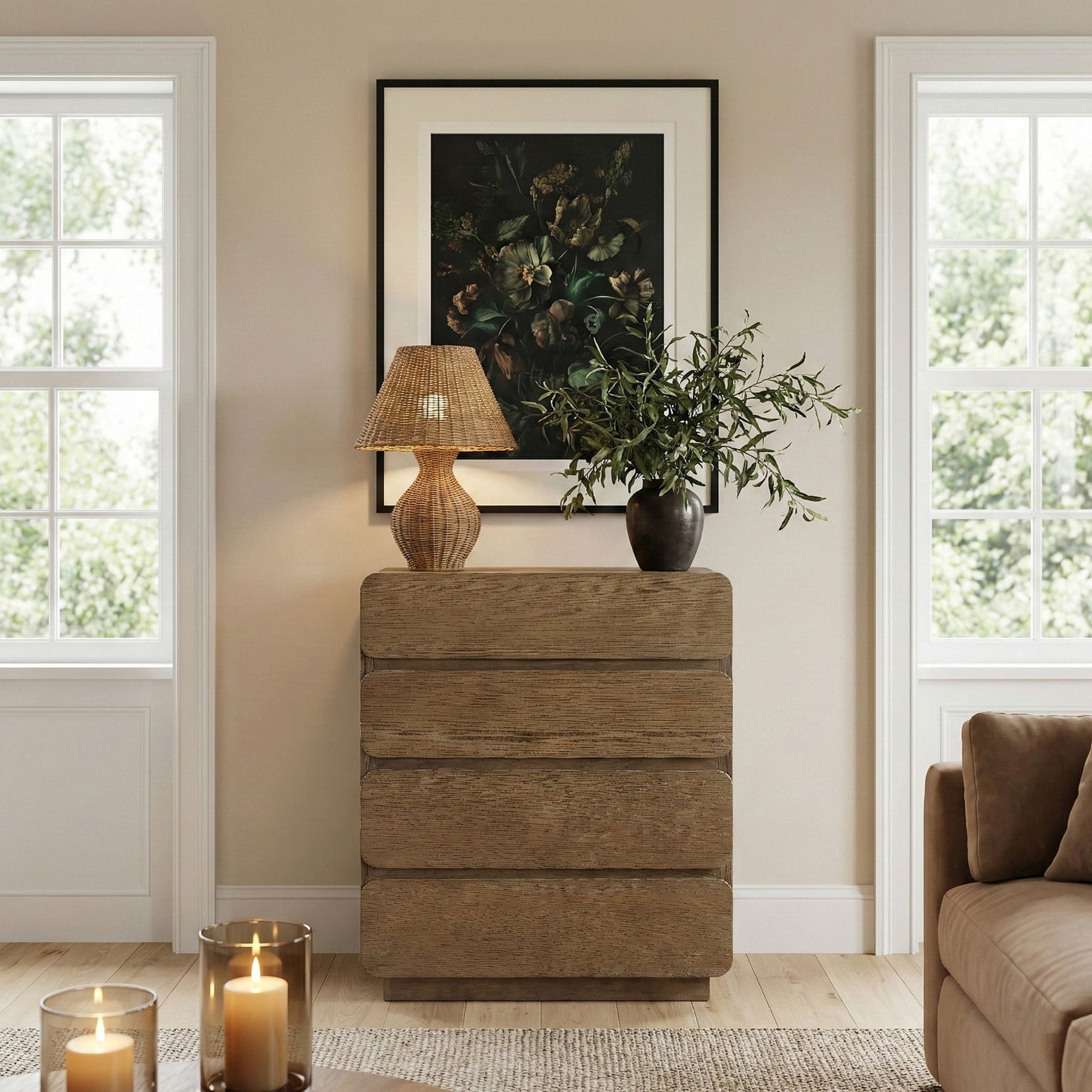 Adagio - Solid Wood And Oak Veneer Chest - Brown