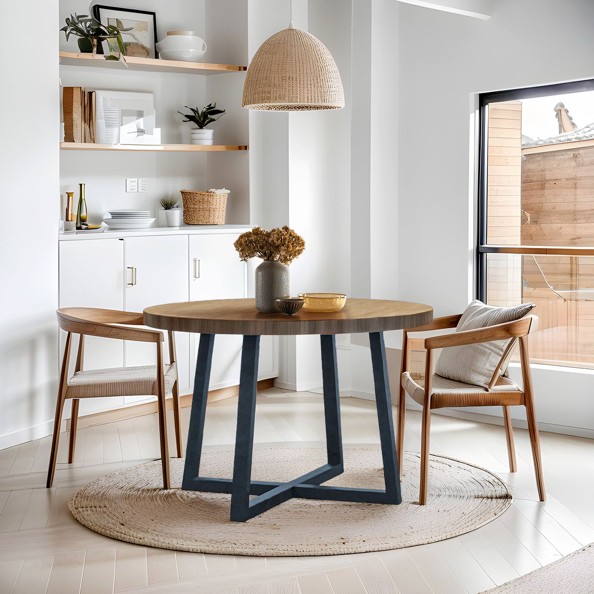 Reagan - Round Dining Table - Wheat / Slate