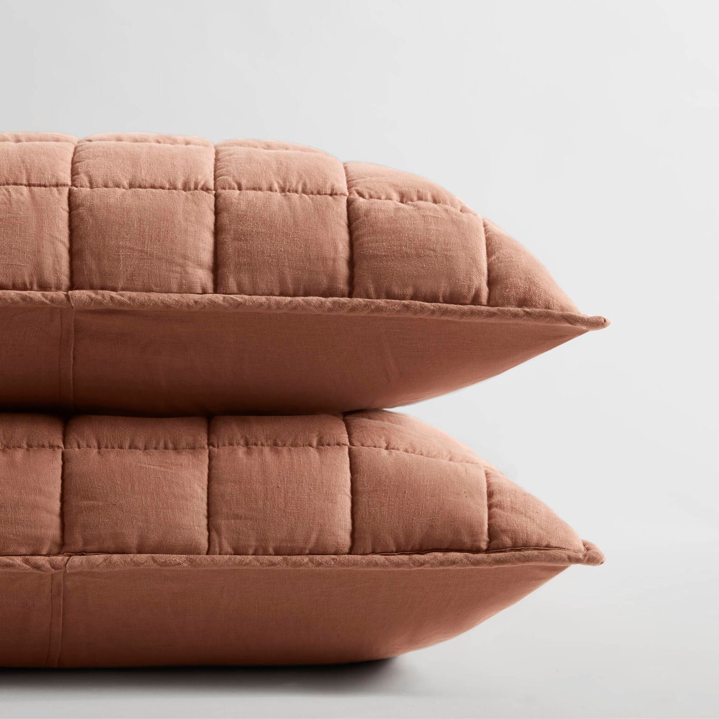 100% Linen - Full/Queen Linen Garment Washed Quilt Set - Clay