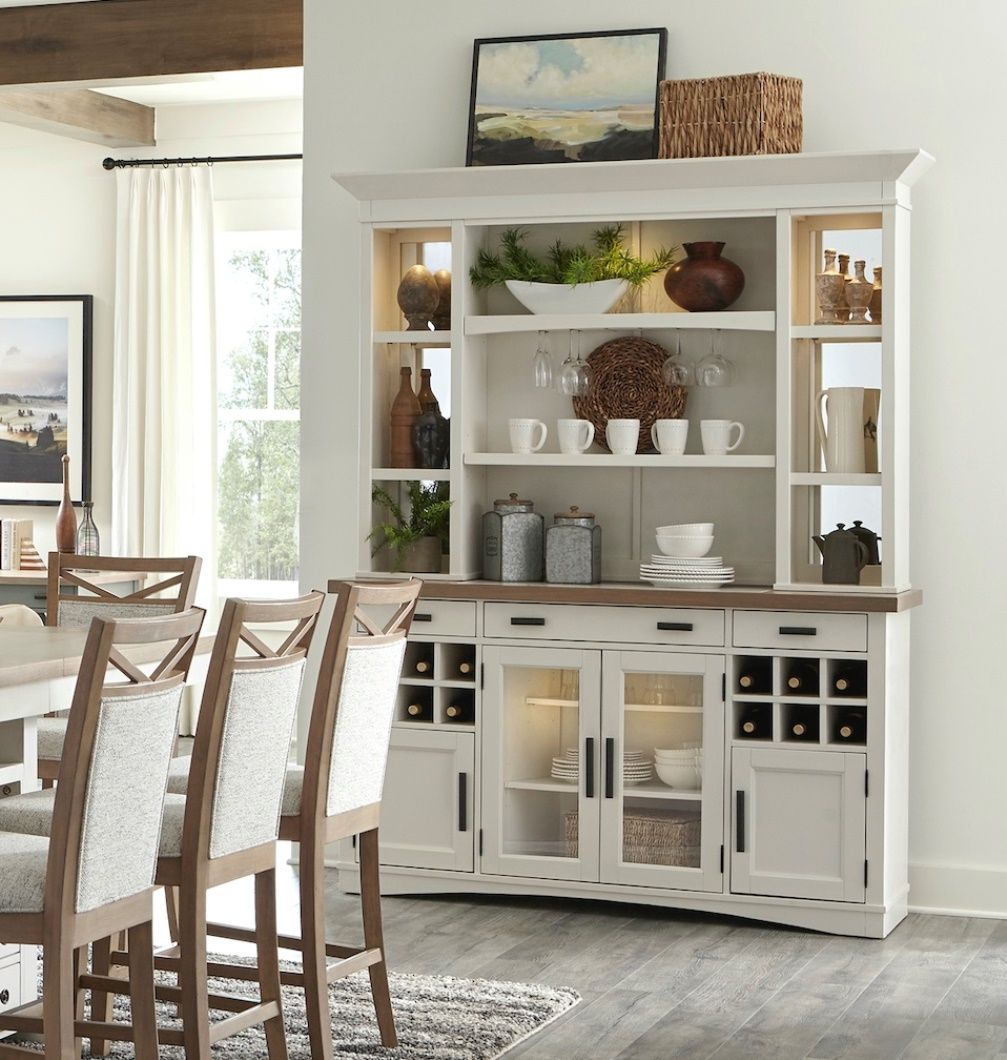 Americana Modern Dining - Buffet And Display Hutch With Quartz Insert - Cotton