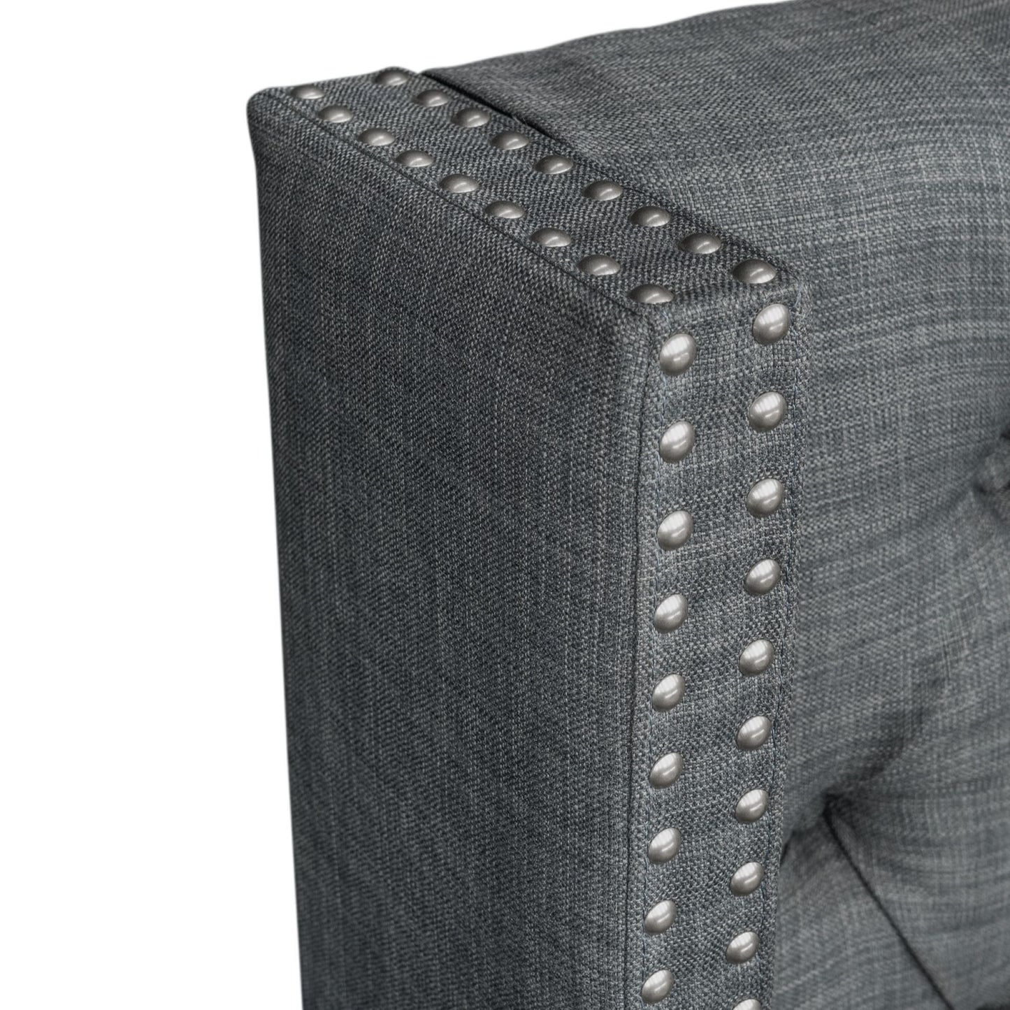 Amelia - Upholstered Wingback Headboard With Button Tufting & Nailhead Trim Woven - Dark Gray