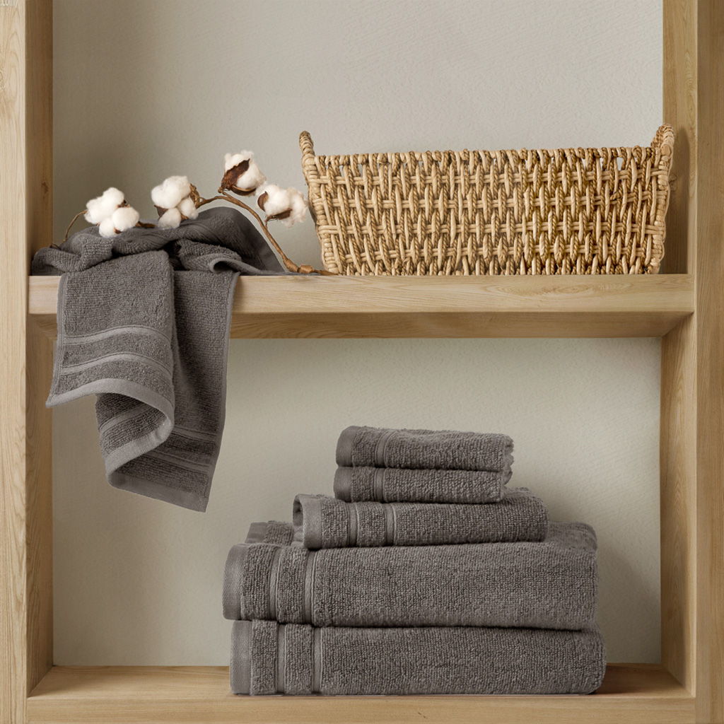 400GSM Essential Bundle Quick Dry 6 Piece Towel Set - Gray