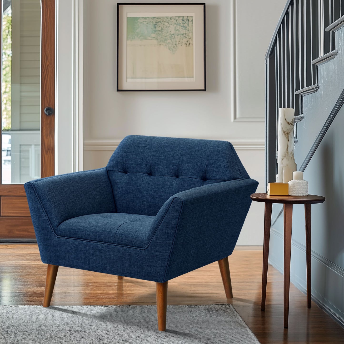 Newport - Wide Mid-Century Modern Lounge Chair (Set of 2) - Blue