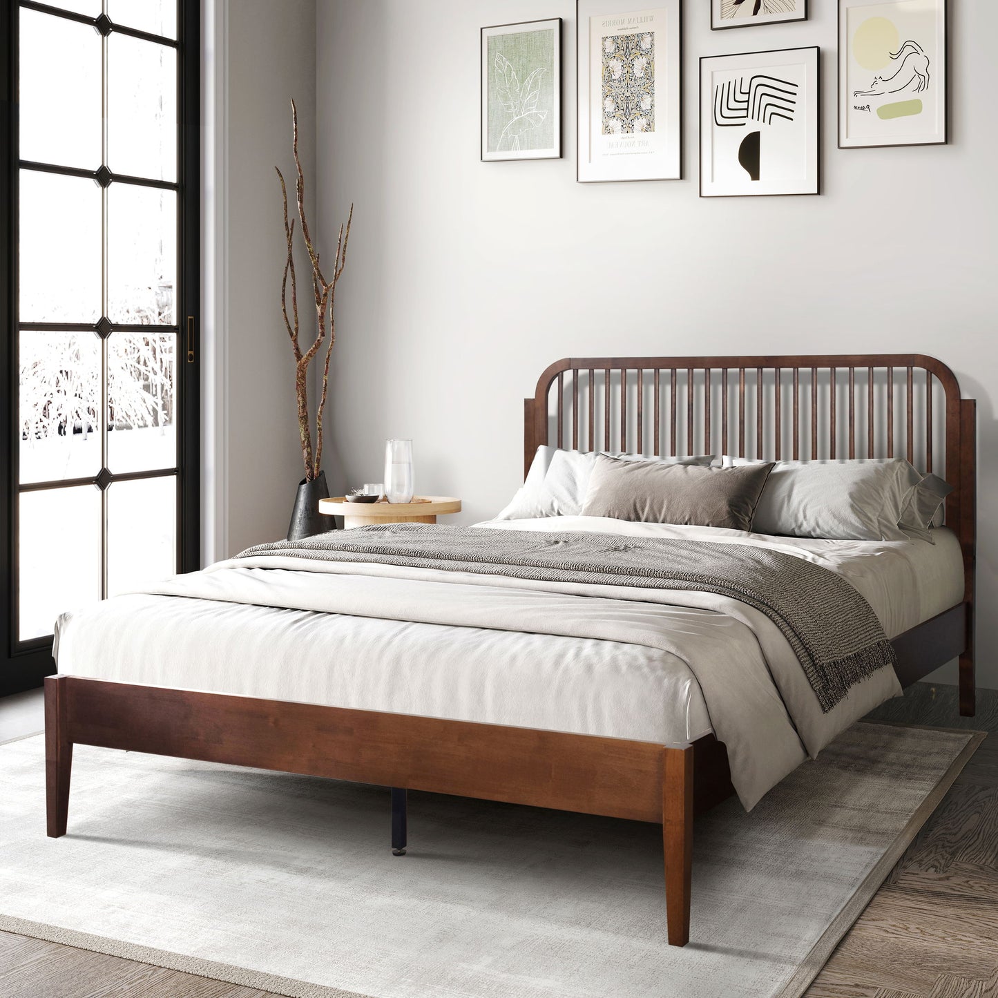 Soma - 5/0 Platform Spindle Queen Bed - Walnut