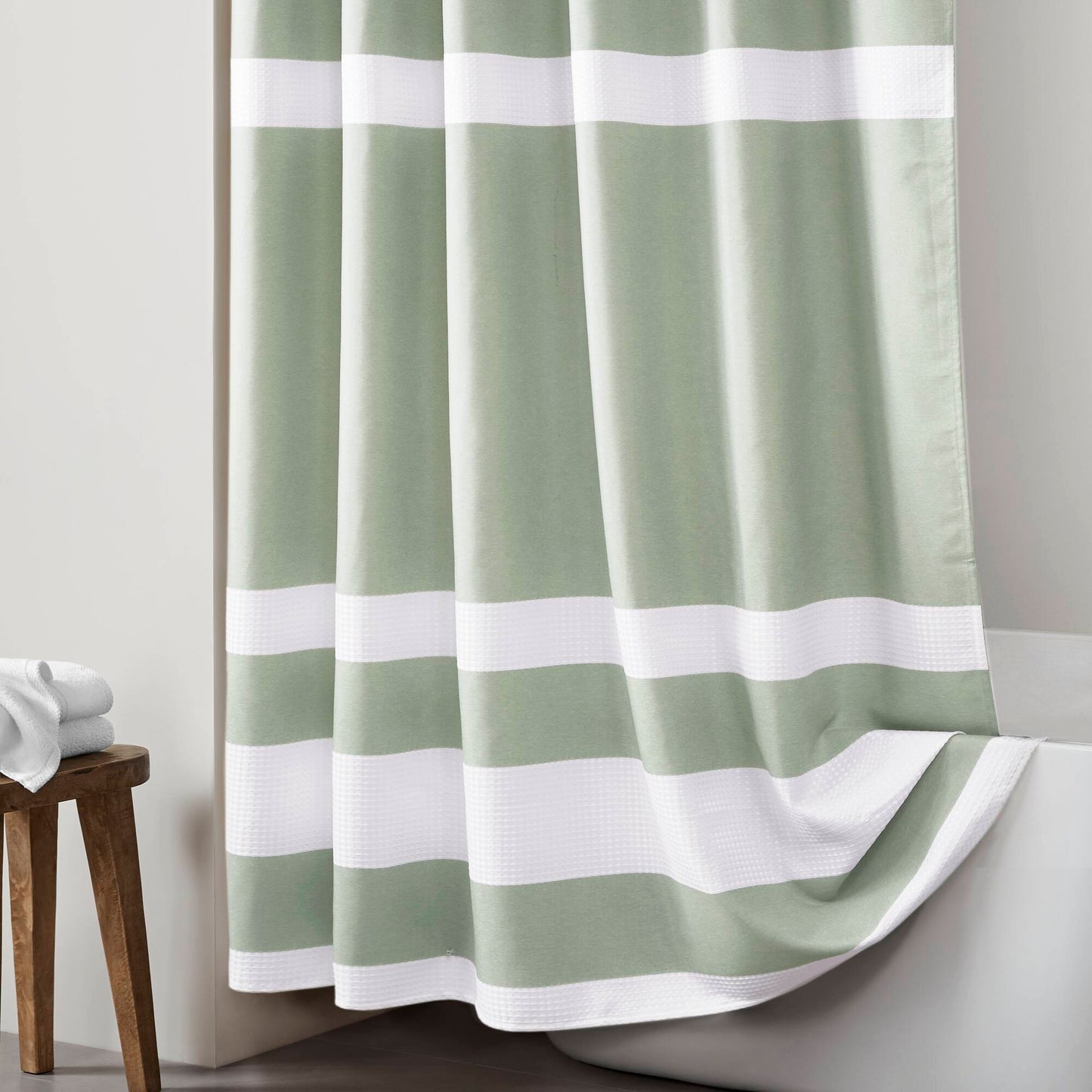 Spa Waffle - 72" x 84" Shower Curtain With 3M Treatment - Sage Green