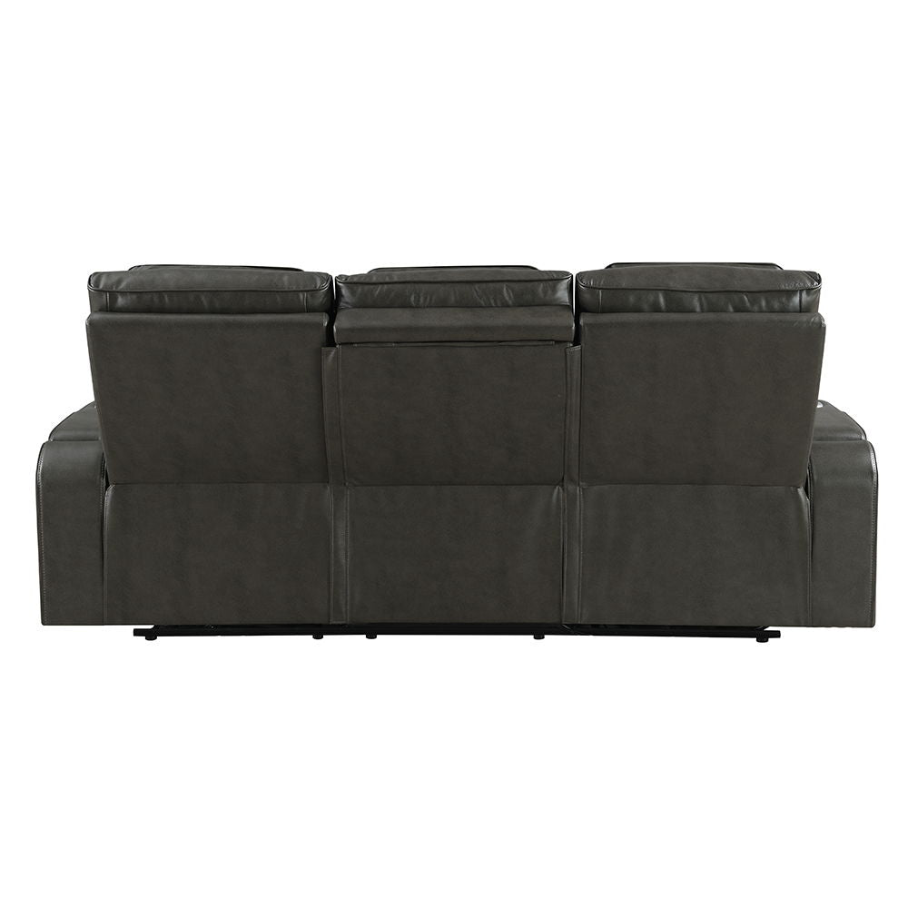 Taddeo - Power Motion Sofa With Power Headrest, USB, Wireless Charger, LED & Reading Light - Dark Gray