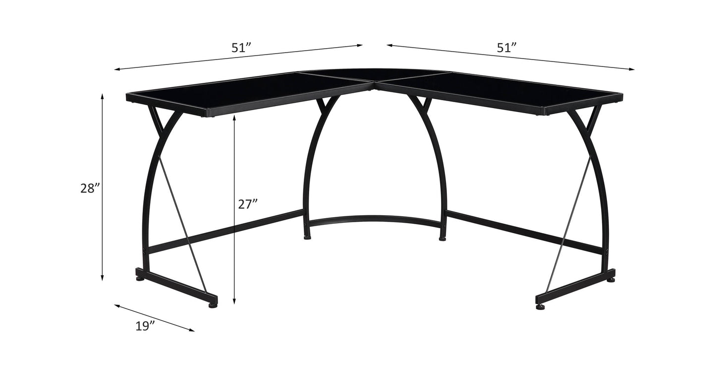 Janison - Writing Desk - Black Glass & Black