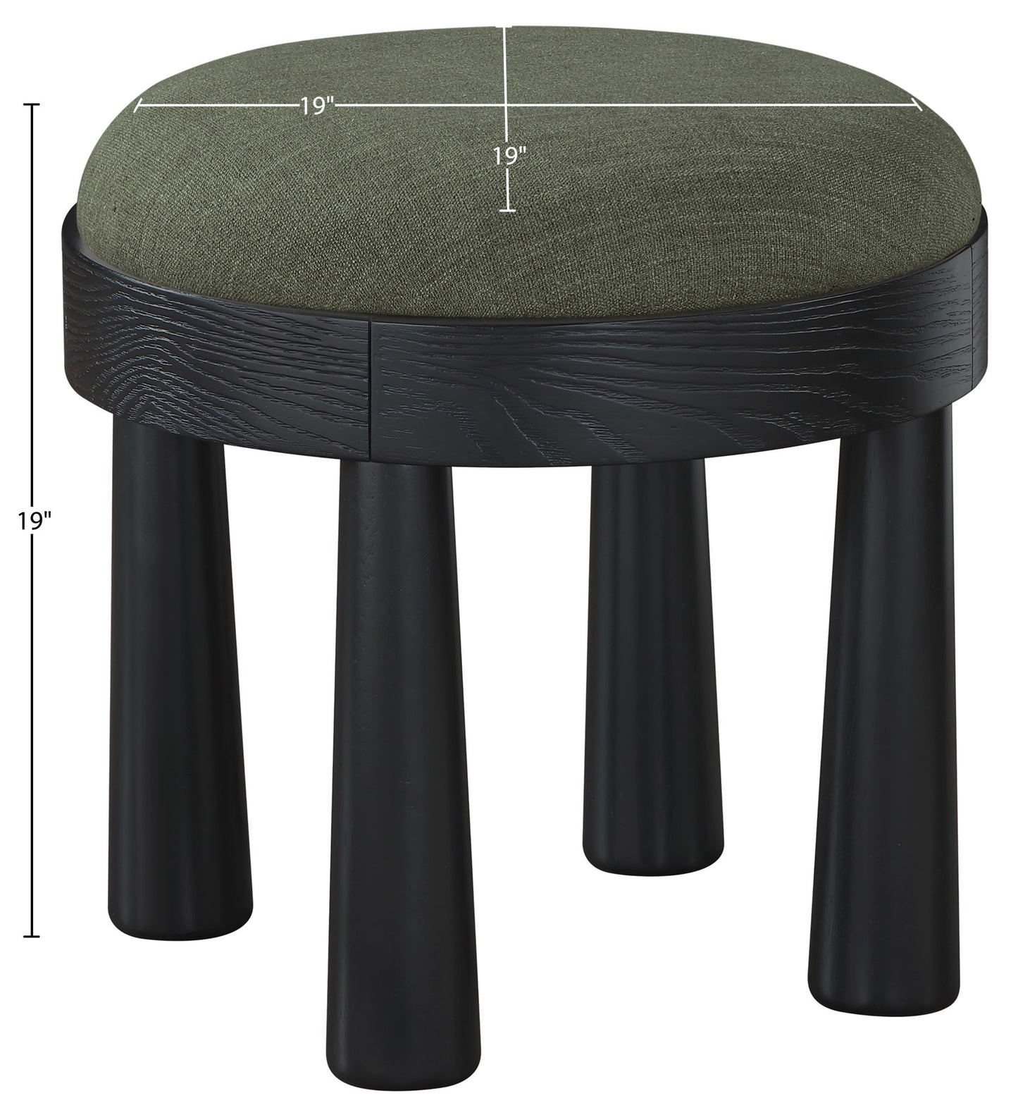 Larea - Linen Textured Fabric Ottoman - Black Base