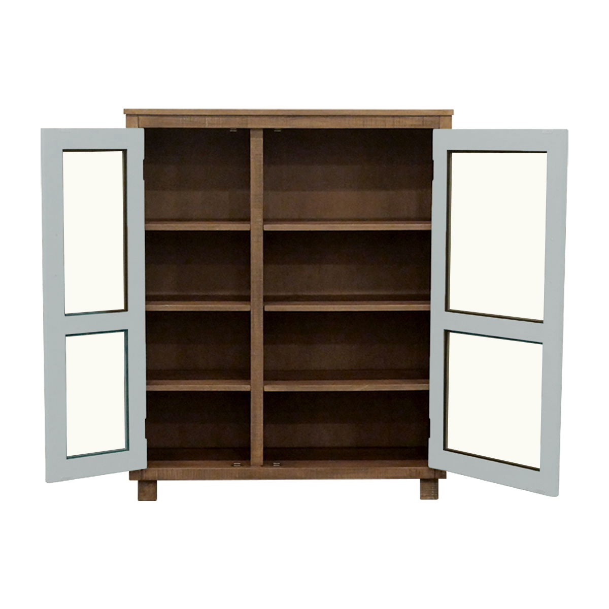 Serena – Glass Cabinet with Doors, Pewter Finish – Brown / Taupe