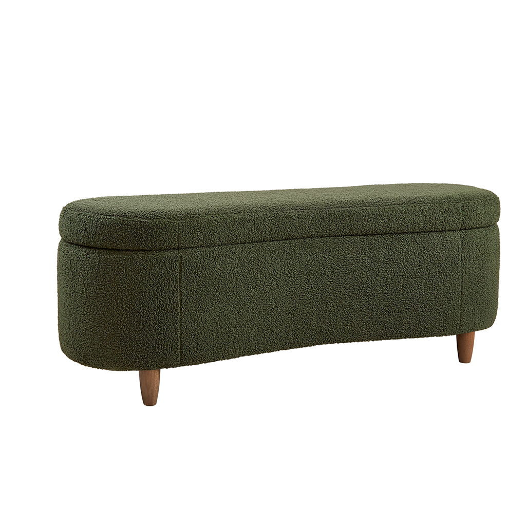 Bailey - Boucle Flip Top Storage Bench - Green