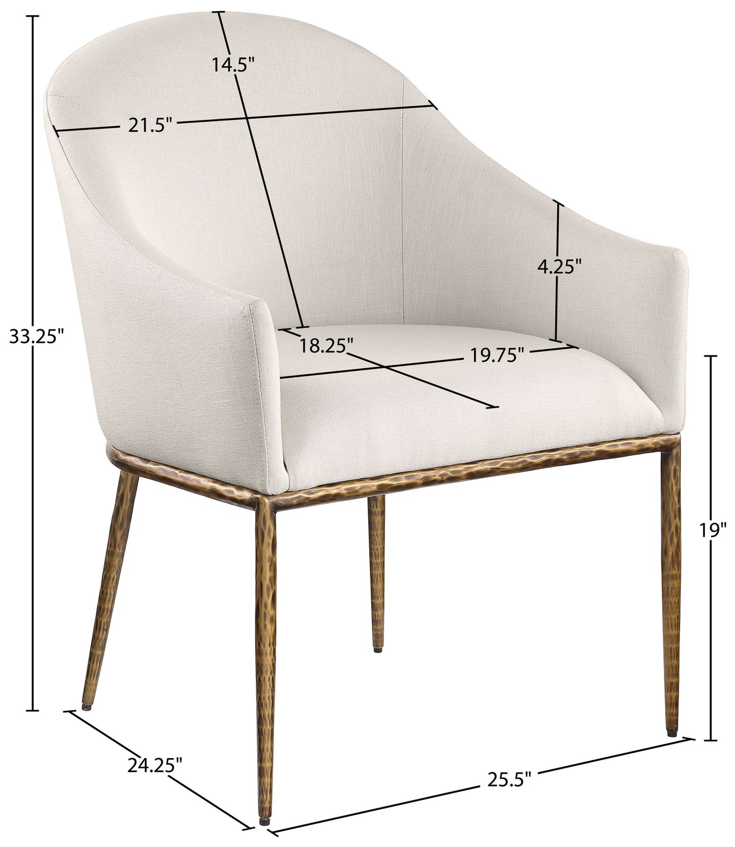 Ferro - Upholstered Dining Arm Chair With Brushed Gold Legs