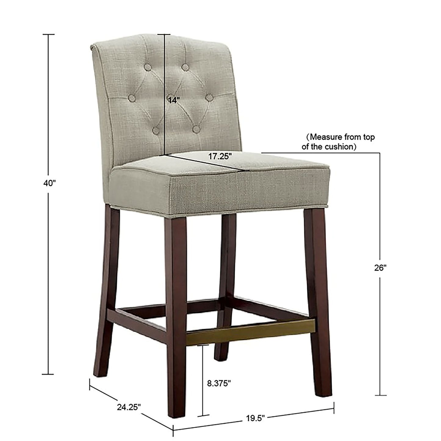 Marian - Tufted Counter Stool - Tan