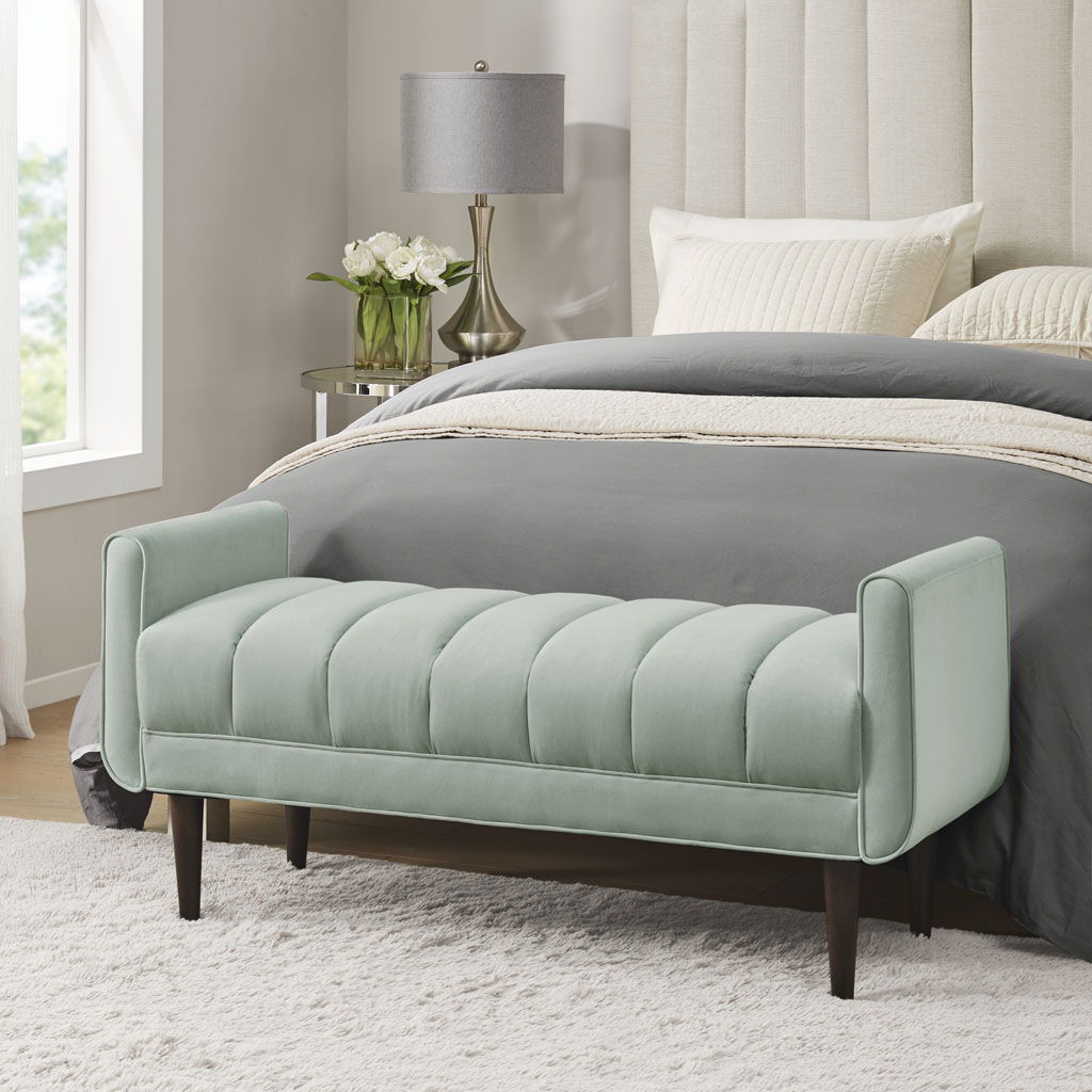 Linea - Upholstered Modern Accent Bench - Seafoam