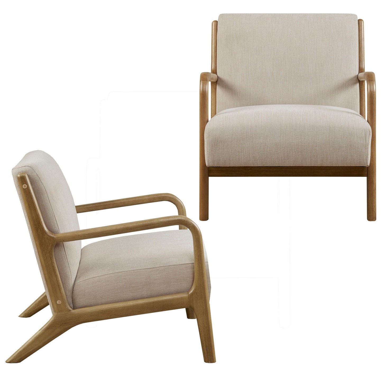 Novak - Mid-Century Modern Accent Armchair (Set of 2) - Cream