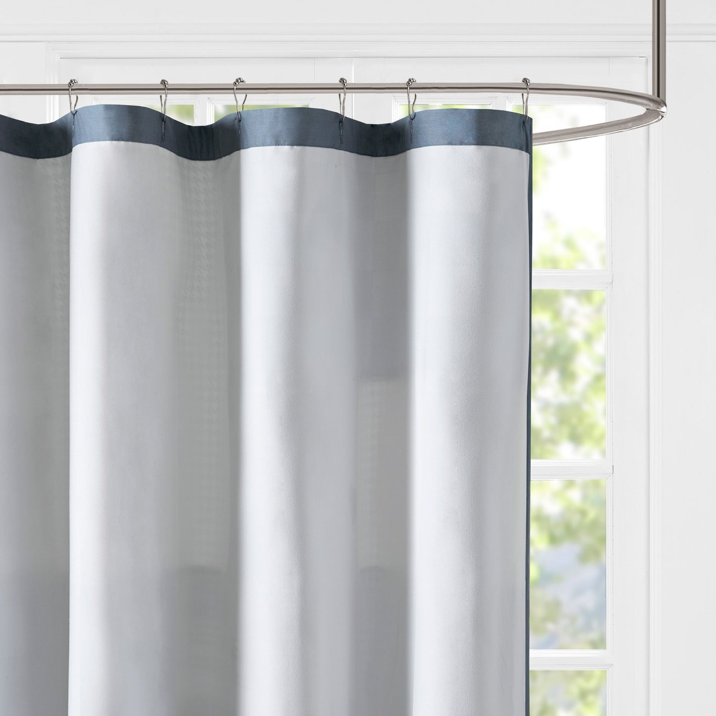 Winter Hills - Cotton Shower Curtain - Blue