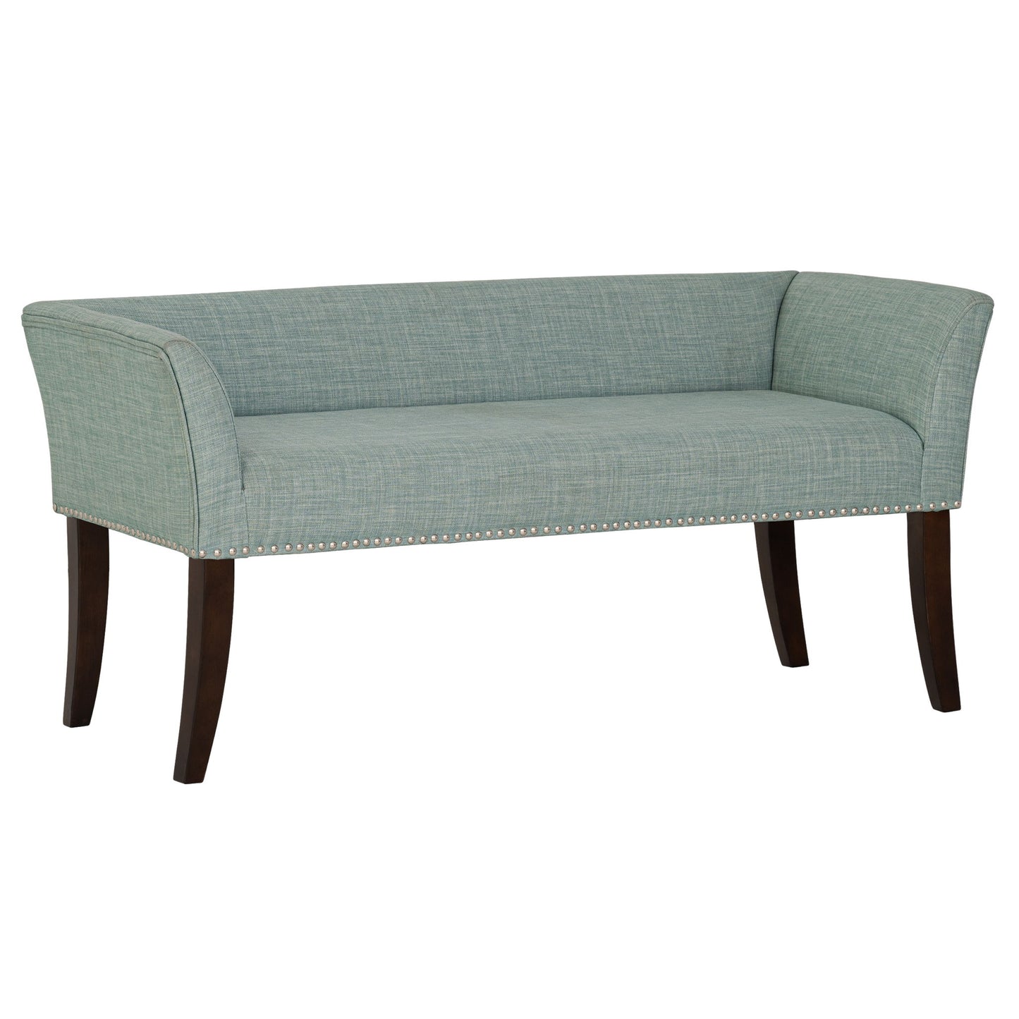 Welburn - Upholstered Bench With Back & Legs - Light Blue