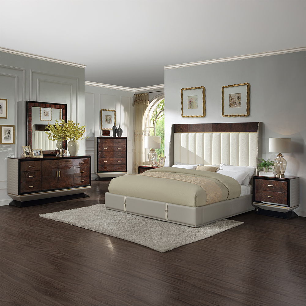 Jamonica - Eastern King Bed - Beige & Dark Brown