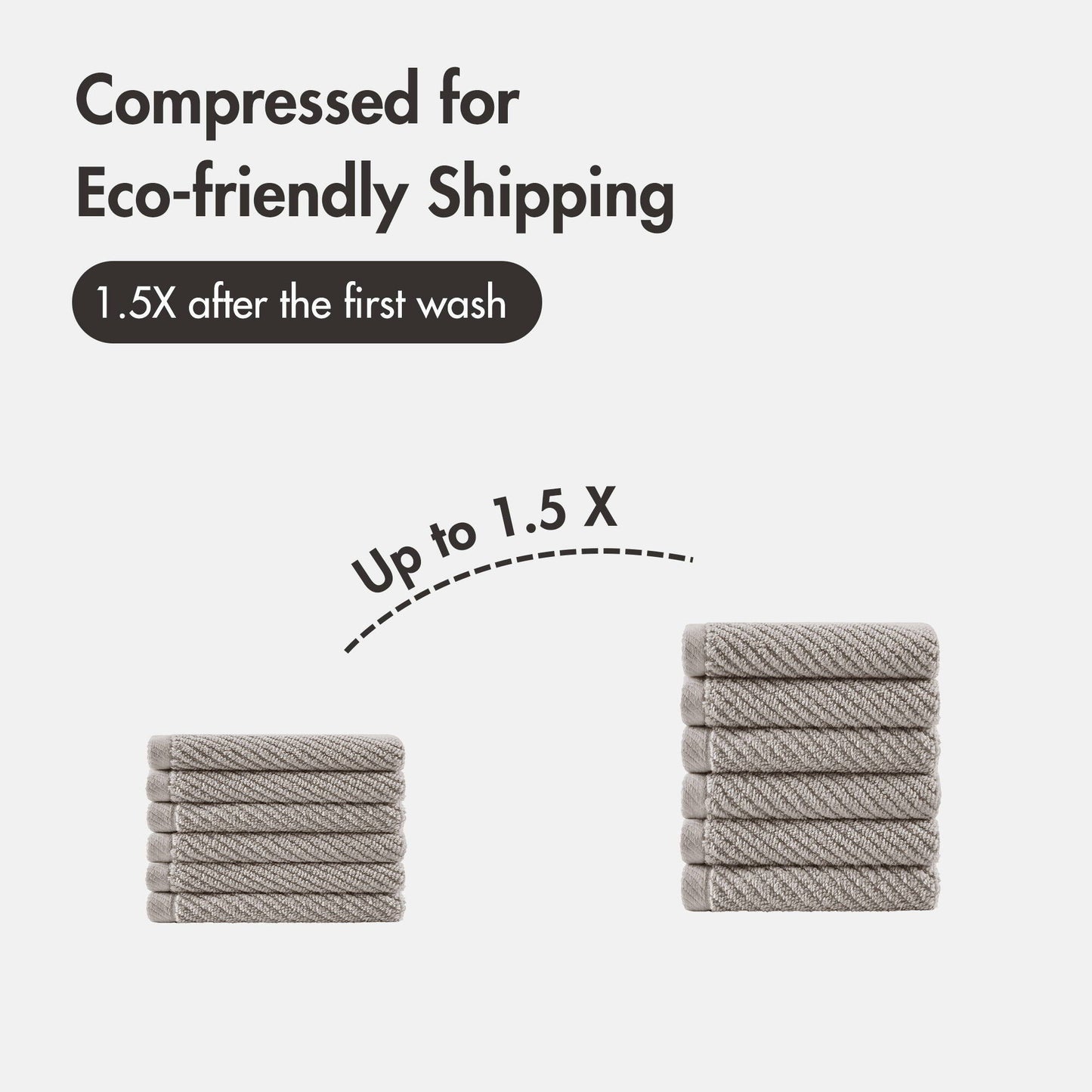 Diagonal Ribbed - 6 Piece Washcloths Set - Gray