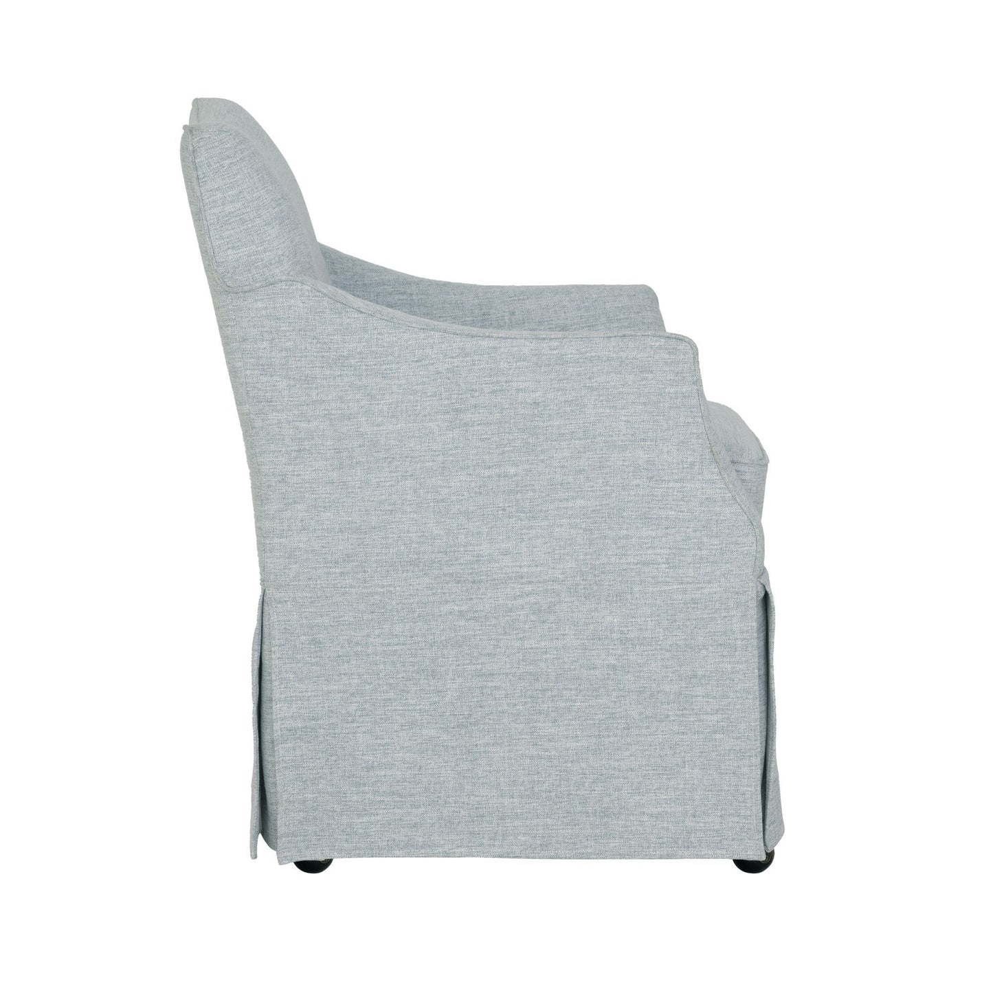 London - Upholstered Skirted Dining Arm Chair With Hidden Casters - Light Blue