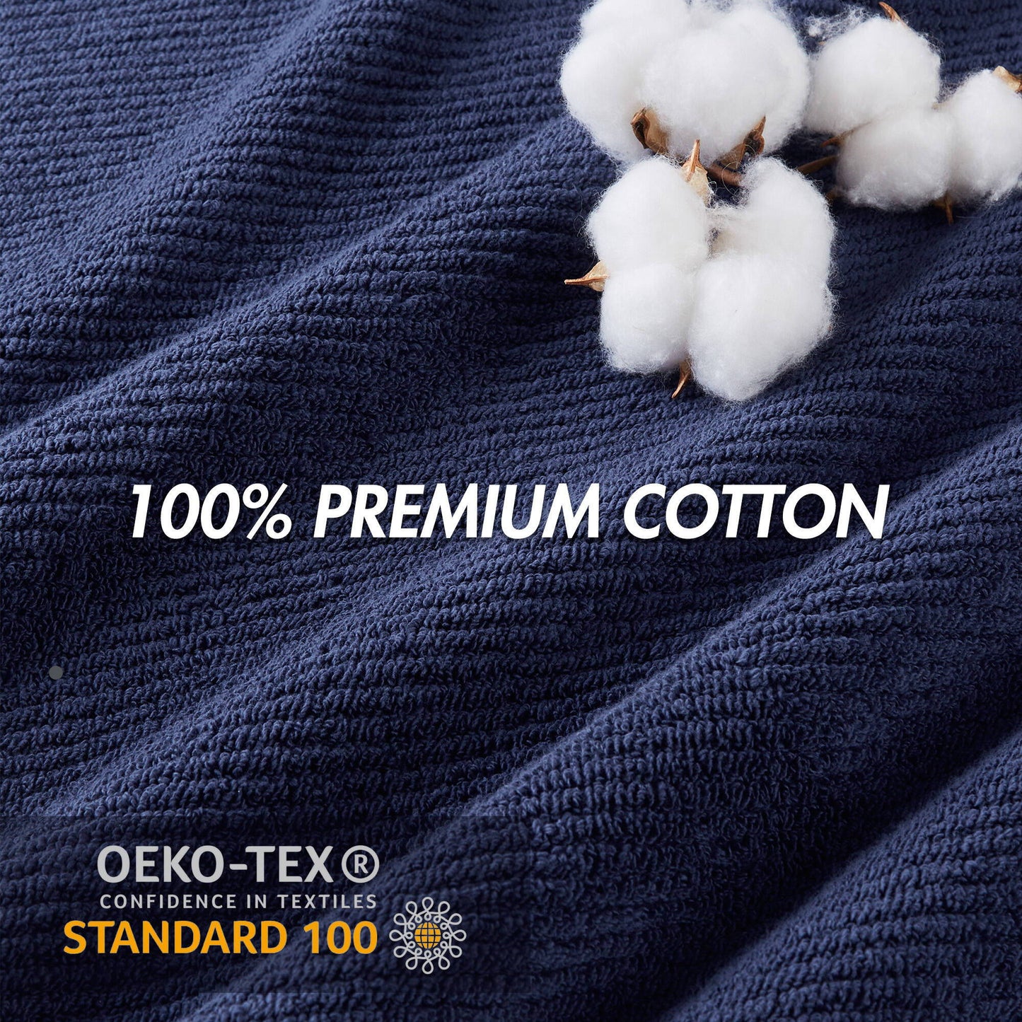 Diagonal Ribbed - 6 Piece Towels Set - Navy