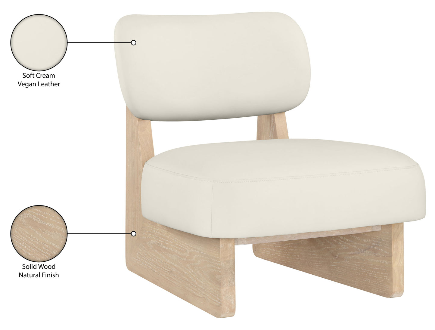 Vetra - Vegan Leather Upholstered Accent Chair With Natural Base