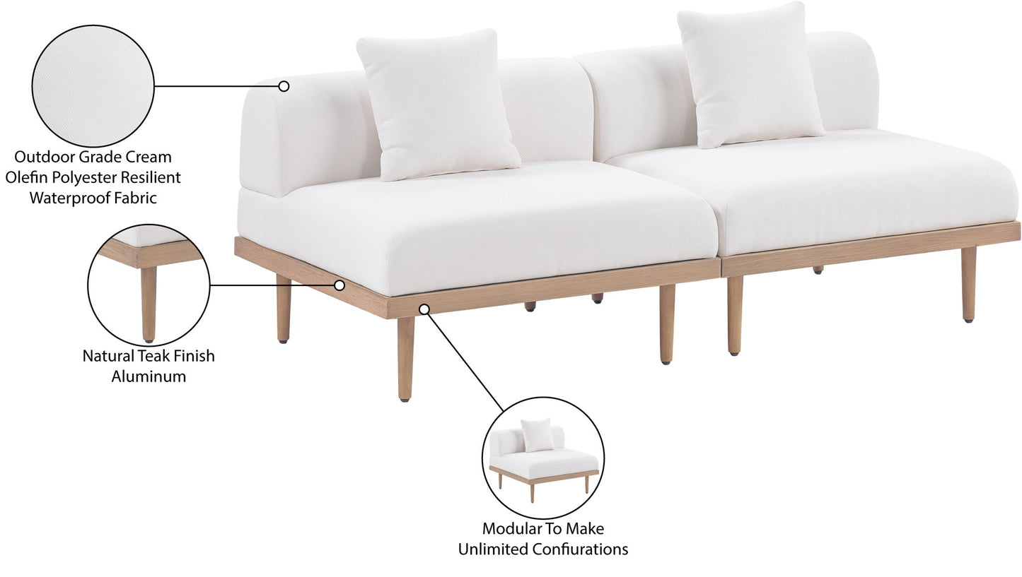 Laguna - 2 Piece Resilient Water Resistant Fabric 71" Outdoor Patio Armless Modular Loveseat