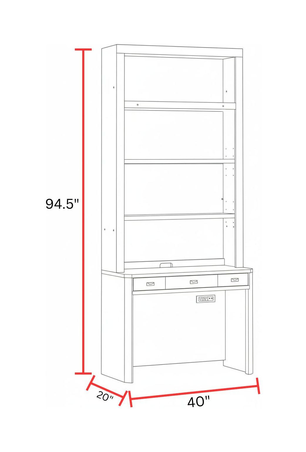Breckenridge - 2-Piece 40" Library Desk And Hutch - Medium Brown