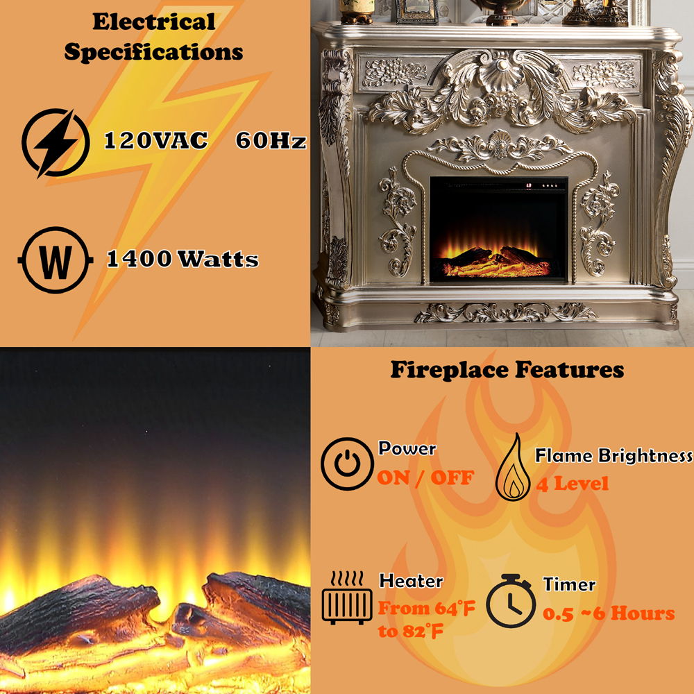 Sorina - Fireplace - Antique Silver