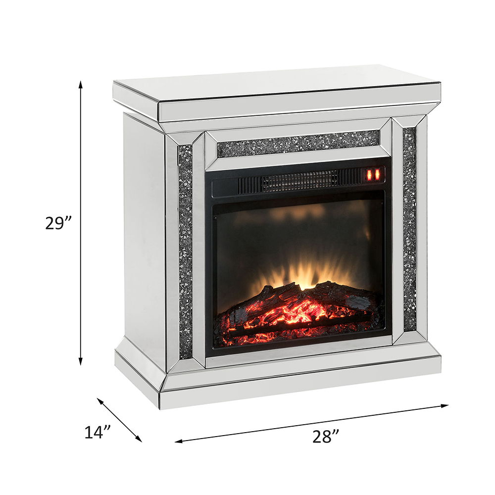 Noralie - 29" Fireplace - Mirrored & Faux Diamonds