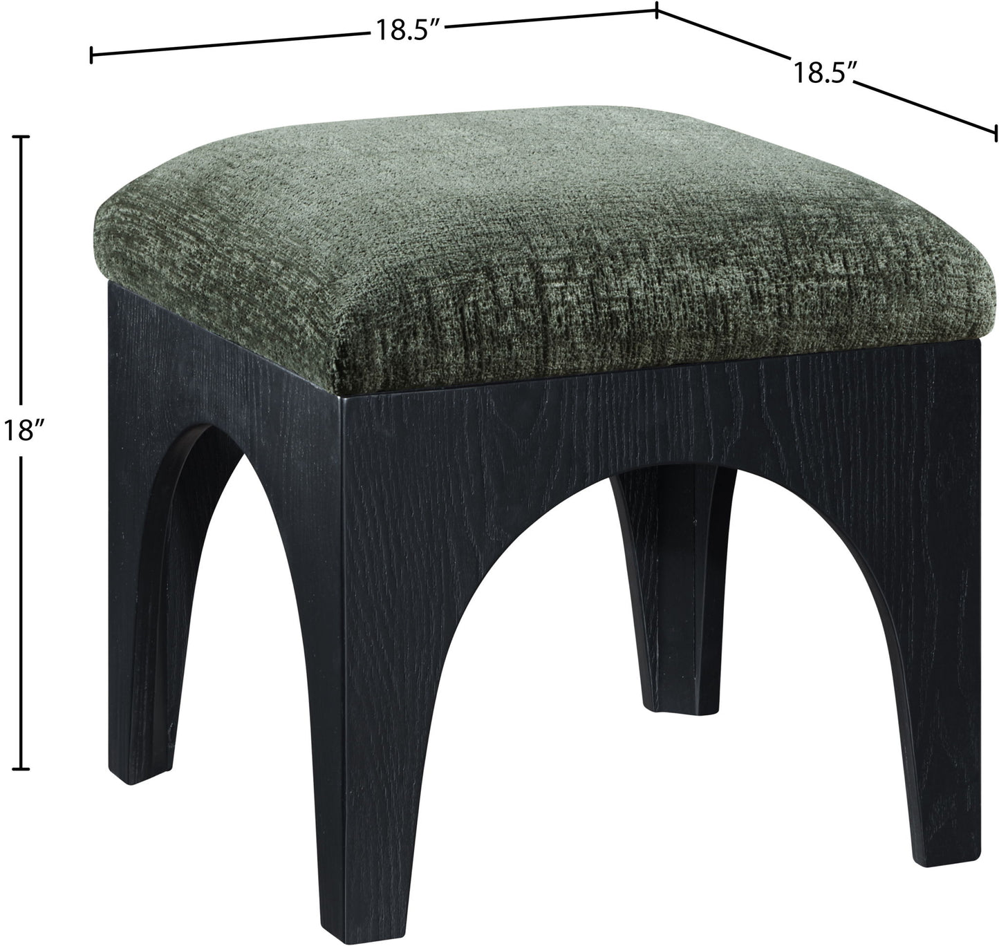 Lawson - Chenille Fabric Ottoman - Black Base
