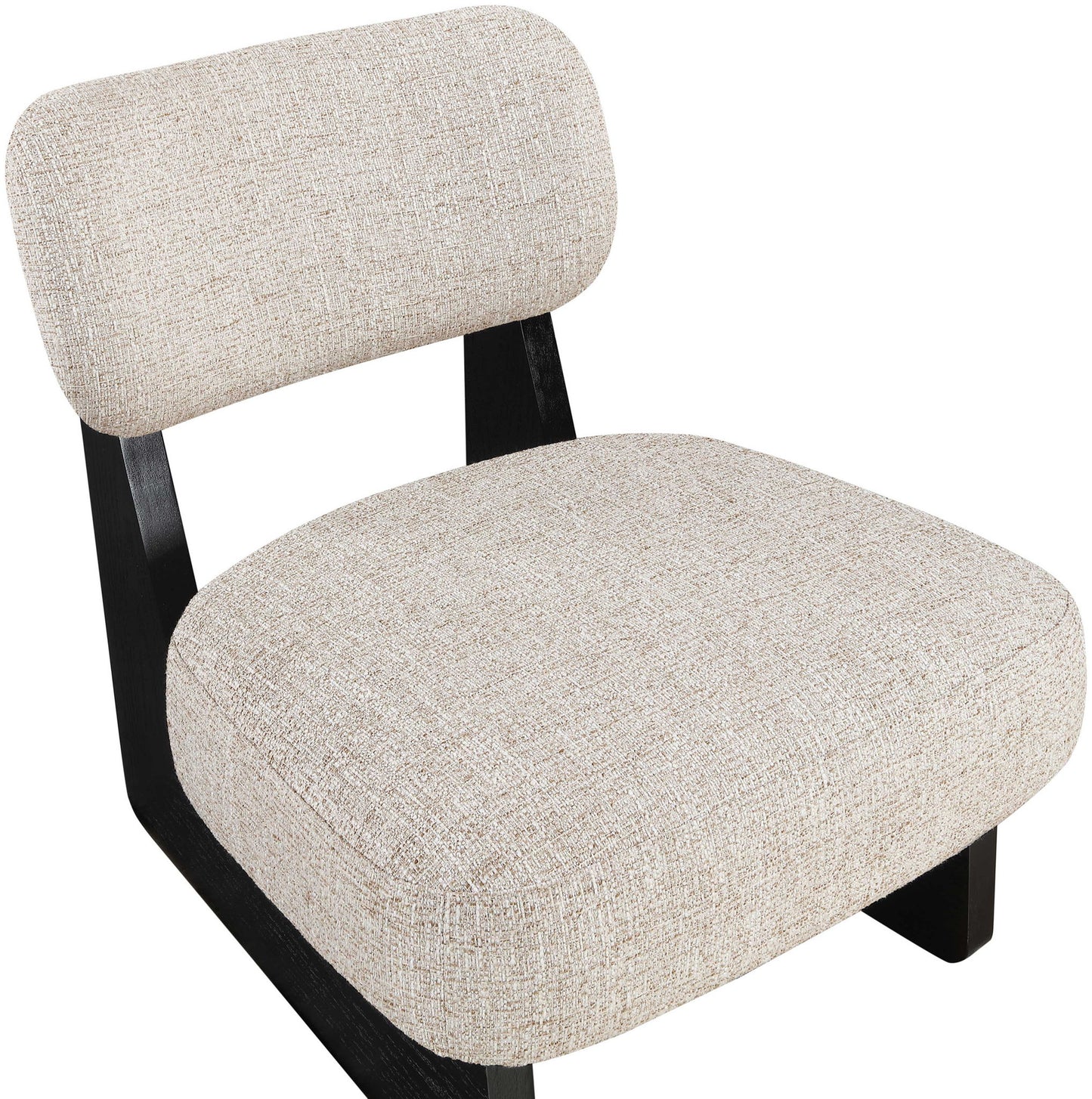 Vetra - Linen Textured Fabric Upholstered Accent Chair With Black Base