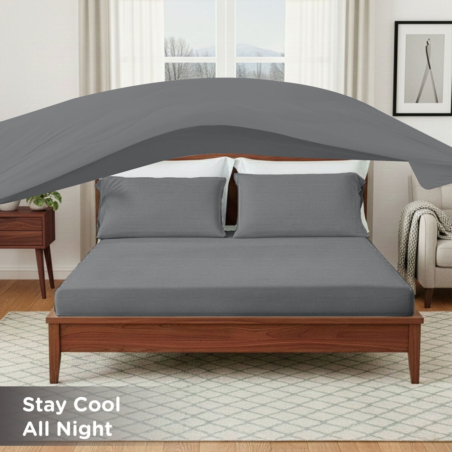 Ice Touch - Twin Sublime Serenity Luxury Sheet Set - Gray