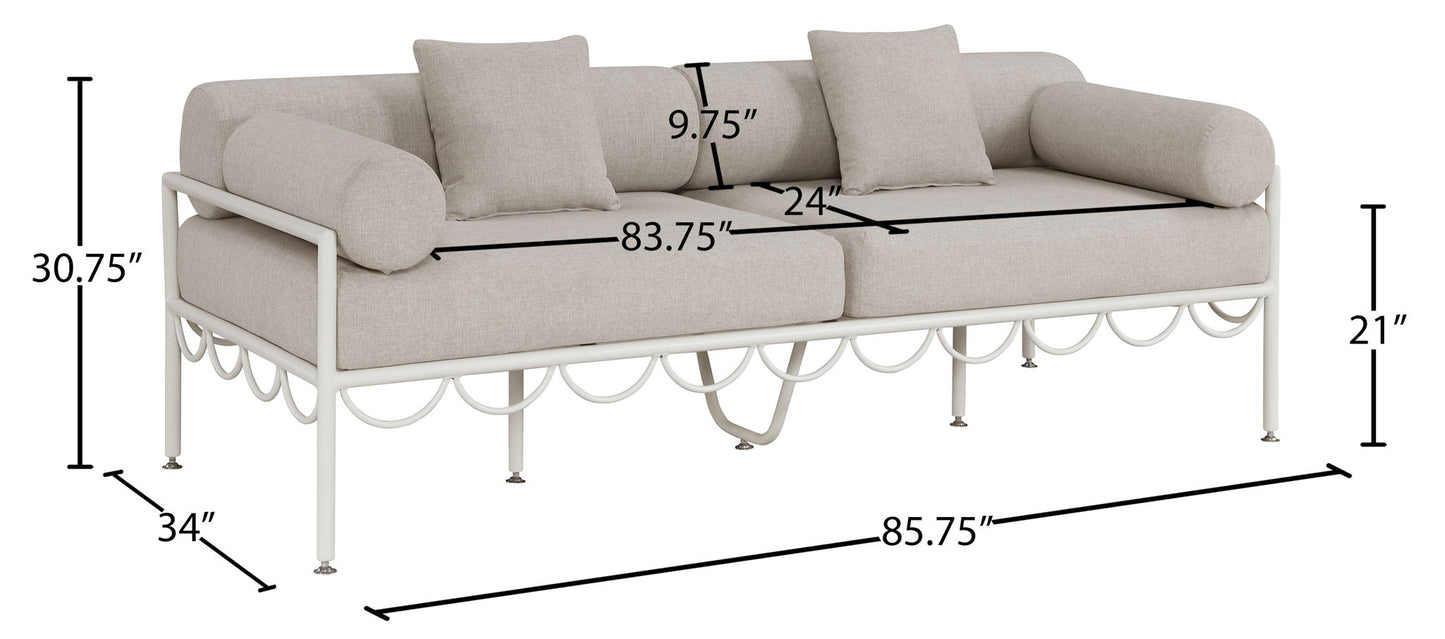 Portofino - Resilient Water Repellent Fabric 85.75" Upholstered Outdoor Patio Sofa