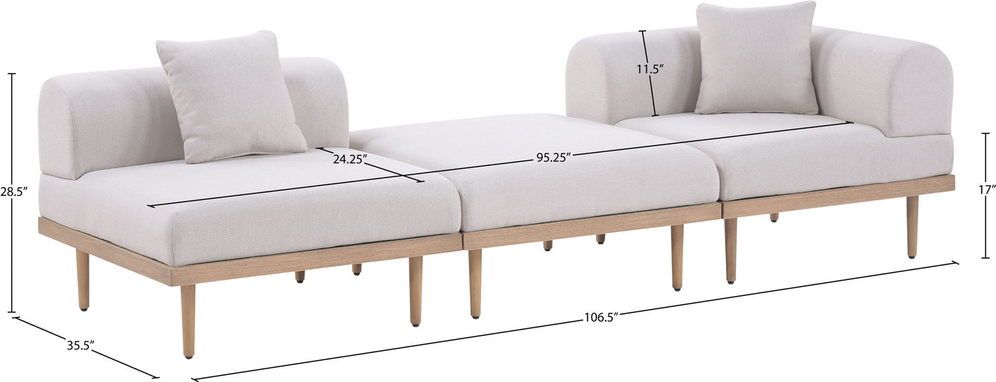 Laguna - 3 Piece Upholstered Outdoor Patio Modular Sofa With Backless Seat And 1 Arm