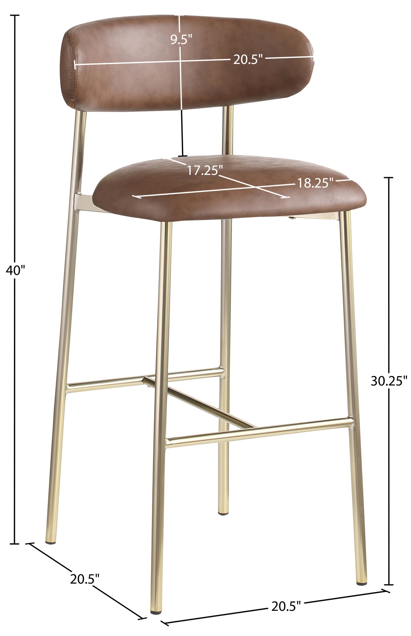 Lupita - Vegan Leather Upholstered Bar Stool With Brushed Gold Frame (Set of 2)