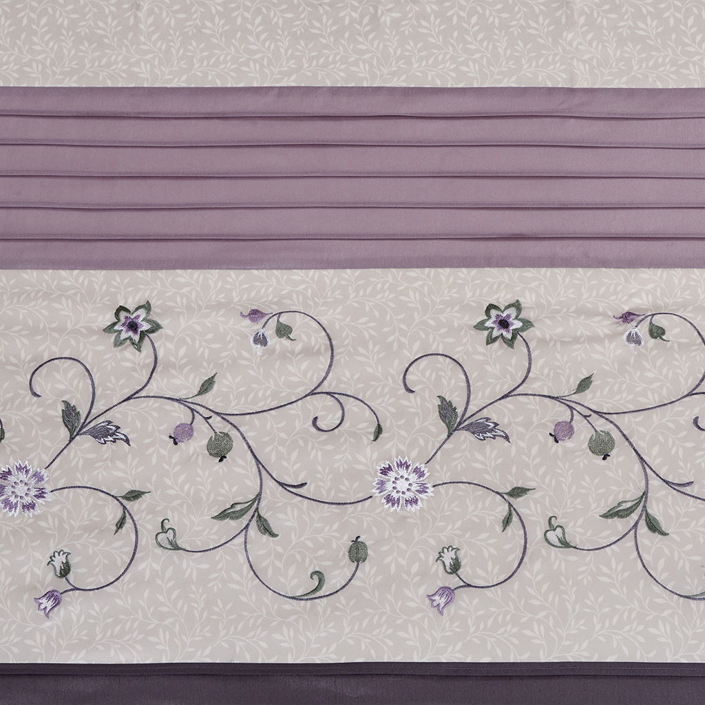 Serene - Embroidered Floral Shower Curtain - Purple