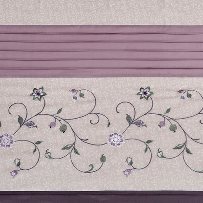 Serene - Embroidered Floral Shower Curtain - Purple