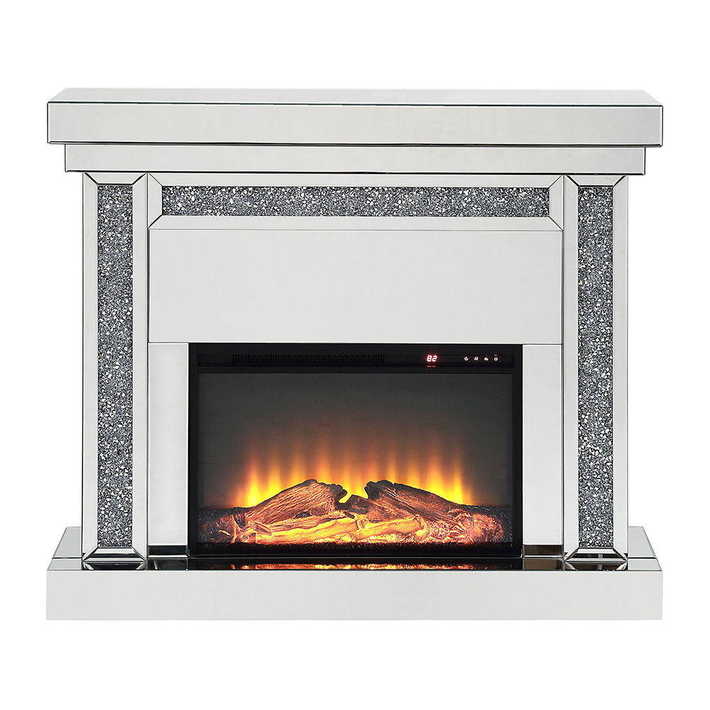 Noralie - 42" Fireplace - Mirrored & Faux Diamonds