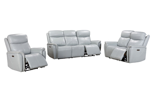 Cascade - Power Reclining Sofa Loveseat And Recliner - Seamist Grey