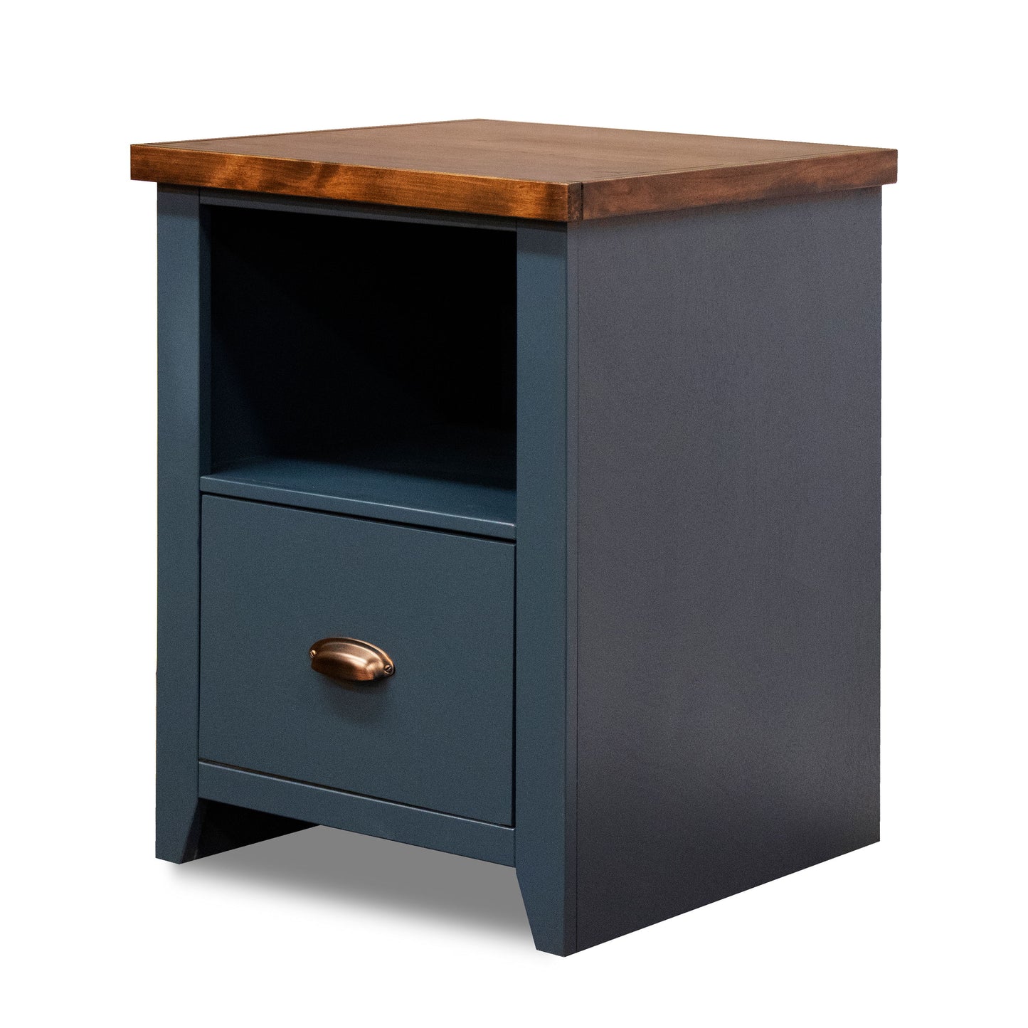 Bridgevine Home - Nantucket 22" 1-Drawer file - Blue Denim and Whiskey Finish