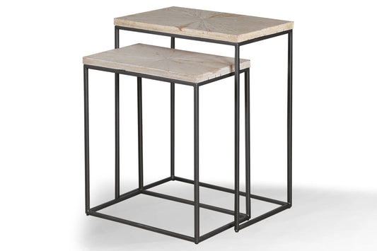 Crossings Monaco - Chairside Nesting Table - Weathered Blanc