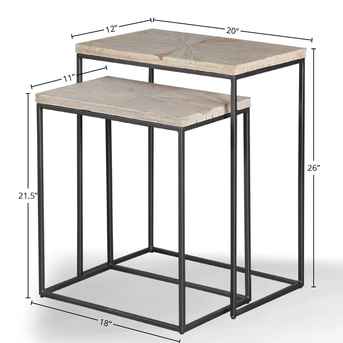 Crossings Monaco - Chairside Nesting Table - Weathered Blanc