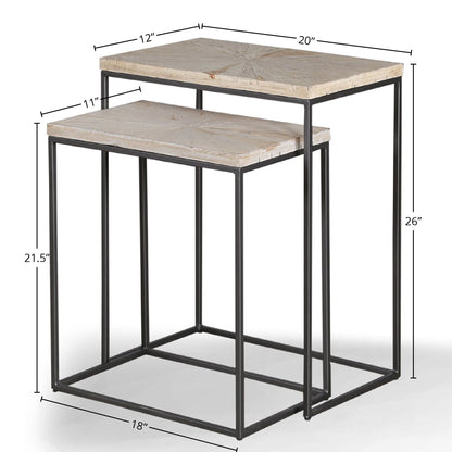 Crossings Monaco - Chairside Nesting Table - Weathered Blanc