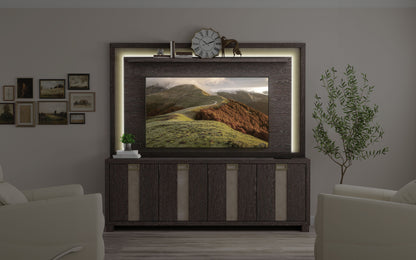 Ascent - 90 In. Tv Console With Hutch And Back Panel - Dark Chocolate