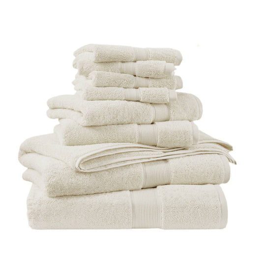 800GSM - 8 Piece Antimicrobial Towel Set - Cream