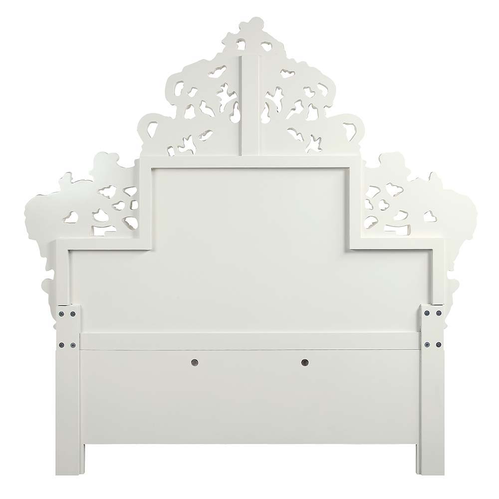 Vanaheim - Eastern King Bed - Beige PU & Antique White Finish