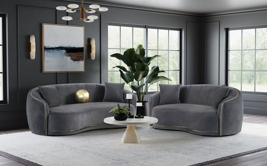 Brookside - 2 Piece Velvet Upholstered Sofa Set - Dark Gray